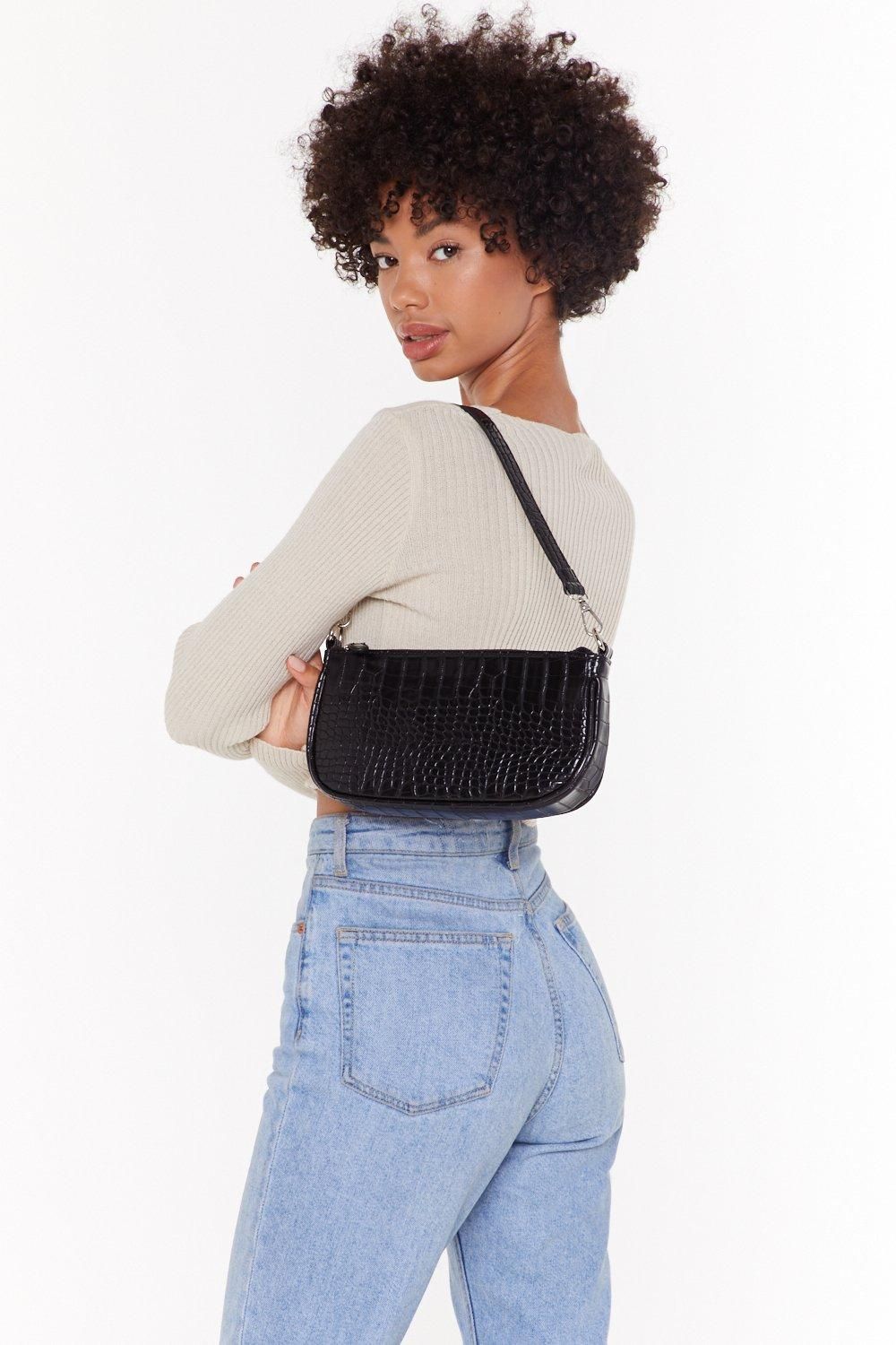 WANT Croc Embossed Structured Shoulder Bag | Nasty Gal (US)