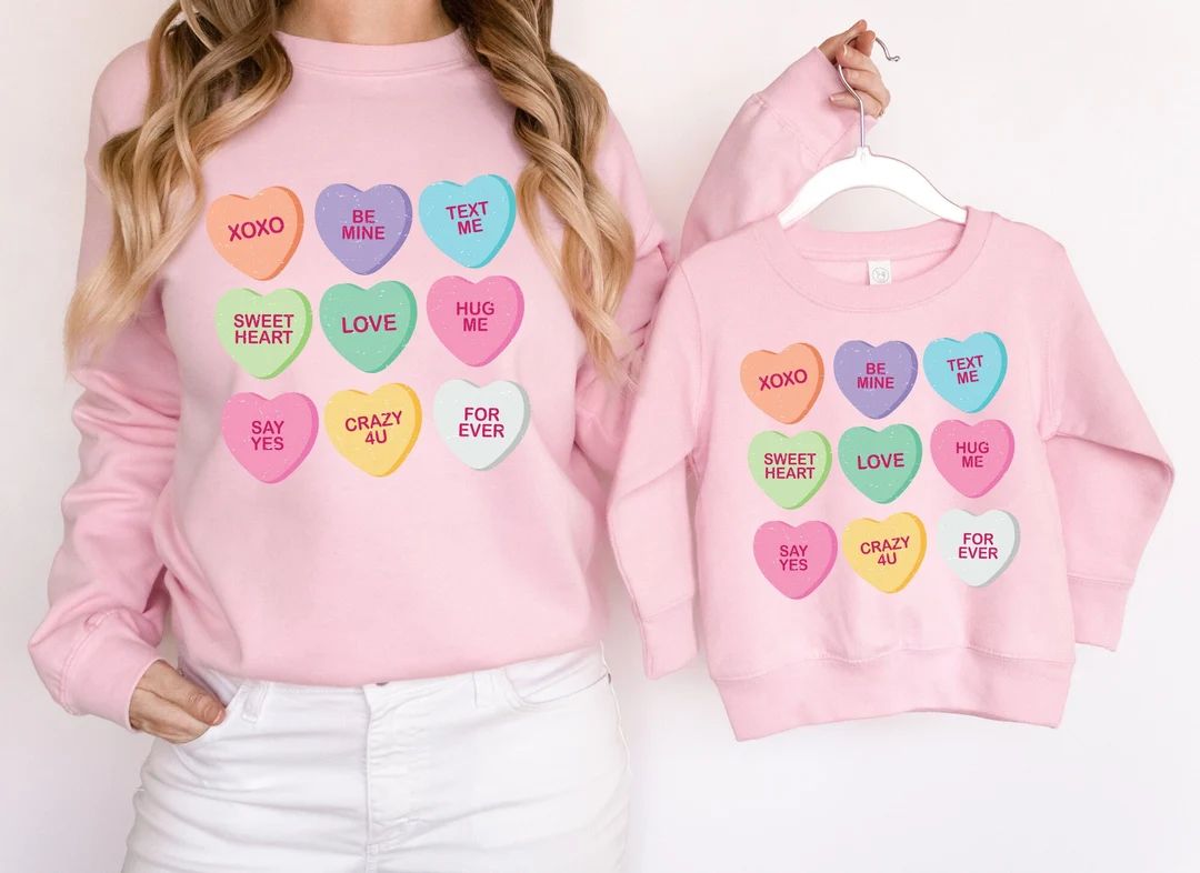 Candy Hearts Shirt Valentines Day Mommy and Me Outfits - Etsy | Etsy (US)