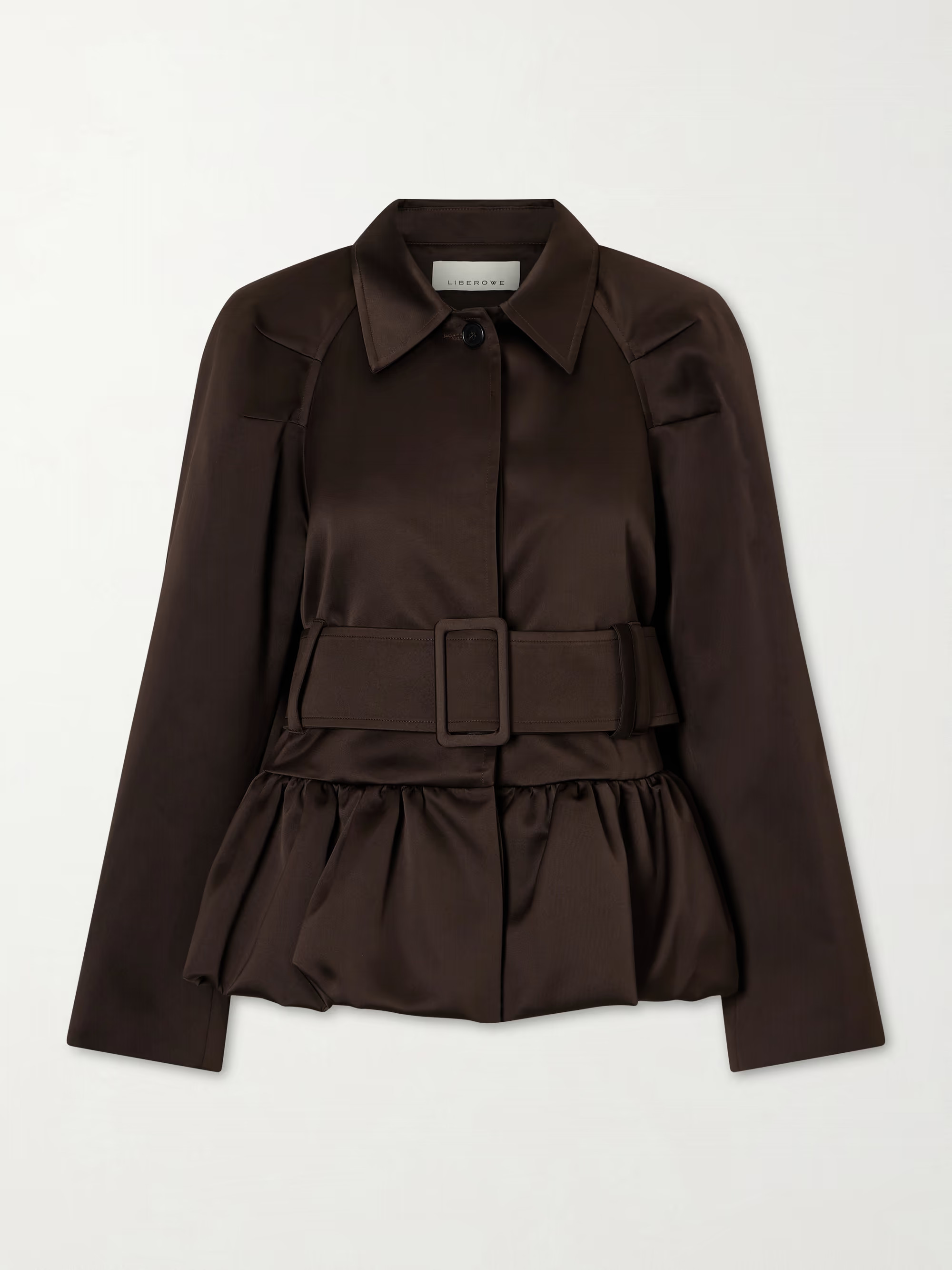 Belted cotton-blend satin peplum jacket | NET-A-PORTER (UK & EU)