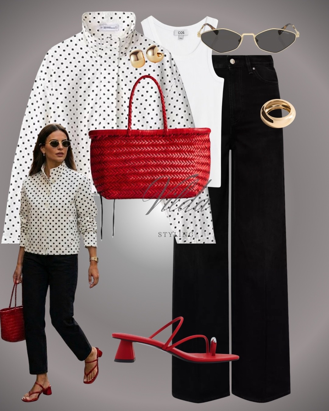 Chic & Polished✨
Polka dots and a pop of red: the ultimate formula for an effortless spring look. 🍒 These wide-leg black trousers are a total wardrobe staple, and I’m obsessed with how the woven red tote brings the whole outfit to life. #LTKstyle #OOTD #SpringFashion #polkadot 

#LTKuk #LTKspring #LTKeurope
