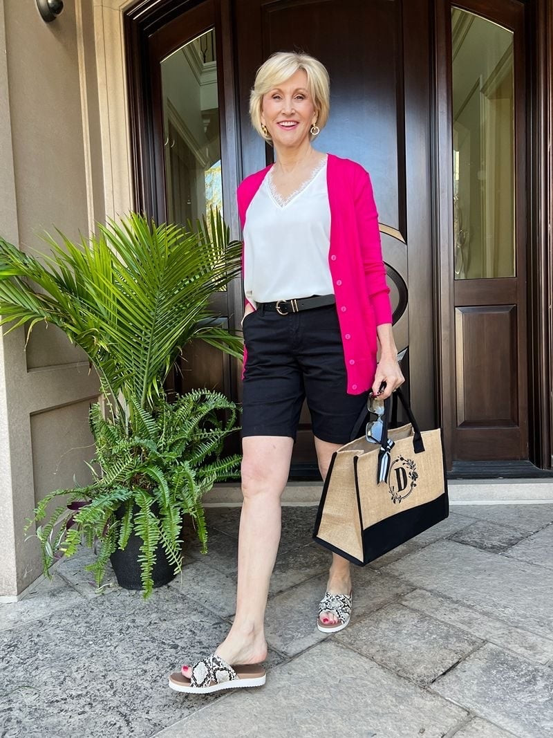 Some days you just want a little extra arm coverage without adding a heavy layer, and that’s where a lightweight cardigan comes in. 💕 A long pink cardigan is such an easy way to add color, create a flattering silhouette, and feel a little more confident.

Paired with black 3/4 pants and comfy slides, it’s the kind of outfit that’s effortless, comfortable, and polished enough to take you from running errands to meeting friends for coffee.

#LTKSeasonal #LTKOver40 #LTKootd