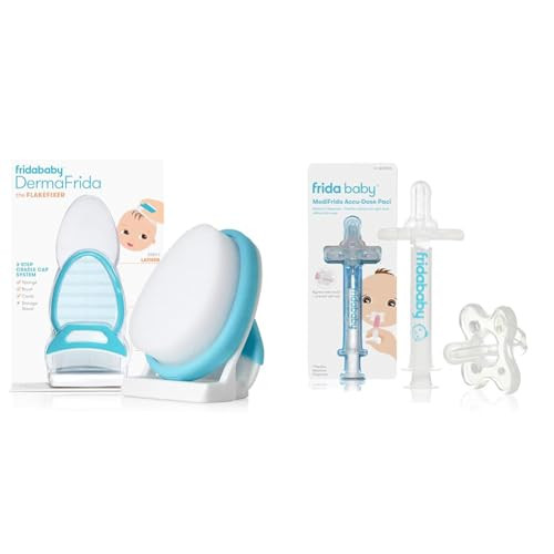Frida Baby The 3-Step Cradle Cap System, DermaFrida The FlakeFixer, Sponge, Brush, Comb and Storage Stand + Frida Baby Medicine Pacifier, Medicine Syringe & Accu-Dose Pacifier | Amazon (US)