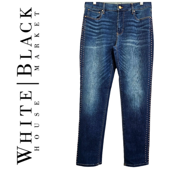 Nwot White House Black Market Dark Wash The SLIM Ankle Jeans w/Rose Gold… | Poshmark