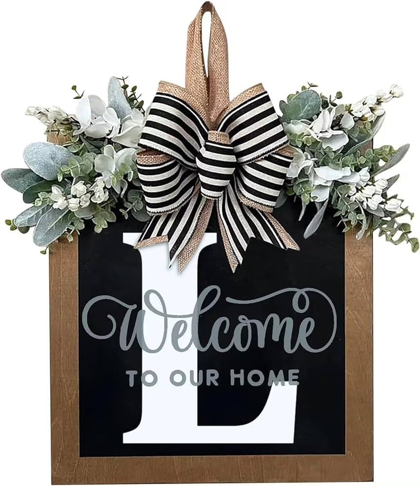 2024 New Last Name Year Round Front Door Wreath Front Porch Decoration 26 Letter Welcome Sign wit... | Amazon (US)