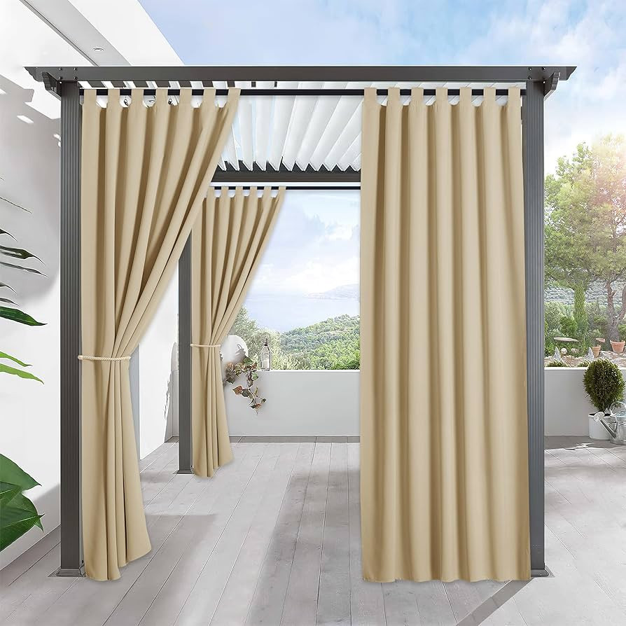 RYB HOME Outdoor Curtains for Patio - Waterproof Blackout Curtains Privacy Drape Balance Summer H... | Amazon (US)
