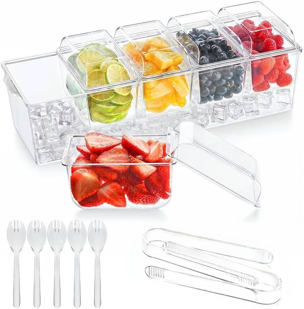 Prime Home Direct Ice Chilled Condiment Caddy | 5 Containers & 5 Lids | BPA Free | Hosting Party ... | Amazon (US)