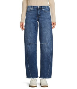 Petite Size High Rise Cropped Barrel Leg Jeans | Dillard's