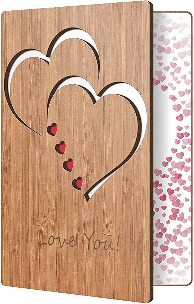 HeartSpace | Valentines Day Card | Handmade Sustainable Bamboo Love Cards | Anniversary Cards for... | Amazon (US)