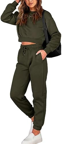 BTFBM Women 2 Piece Outfits Long Sleeve Crop Top Pullover Drawstring Pant Jogger Set Casual Sweat... | Amazon (US)