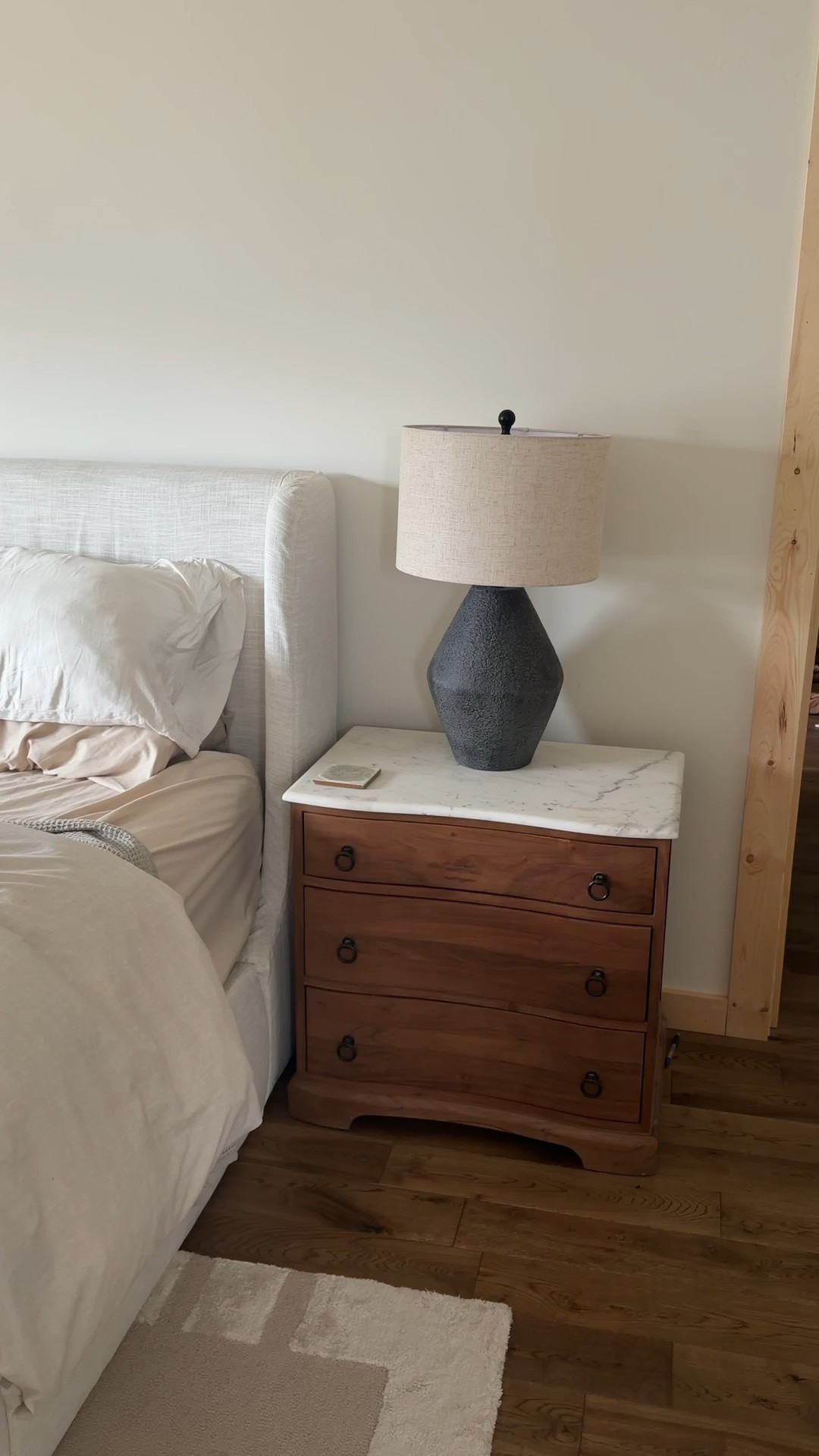 New bedroom furniture arrived and I got these lamps that look high end and like real stone but are faux.