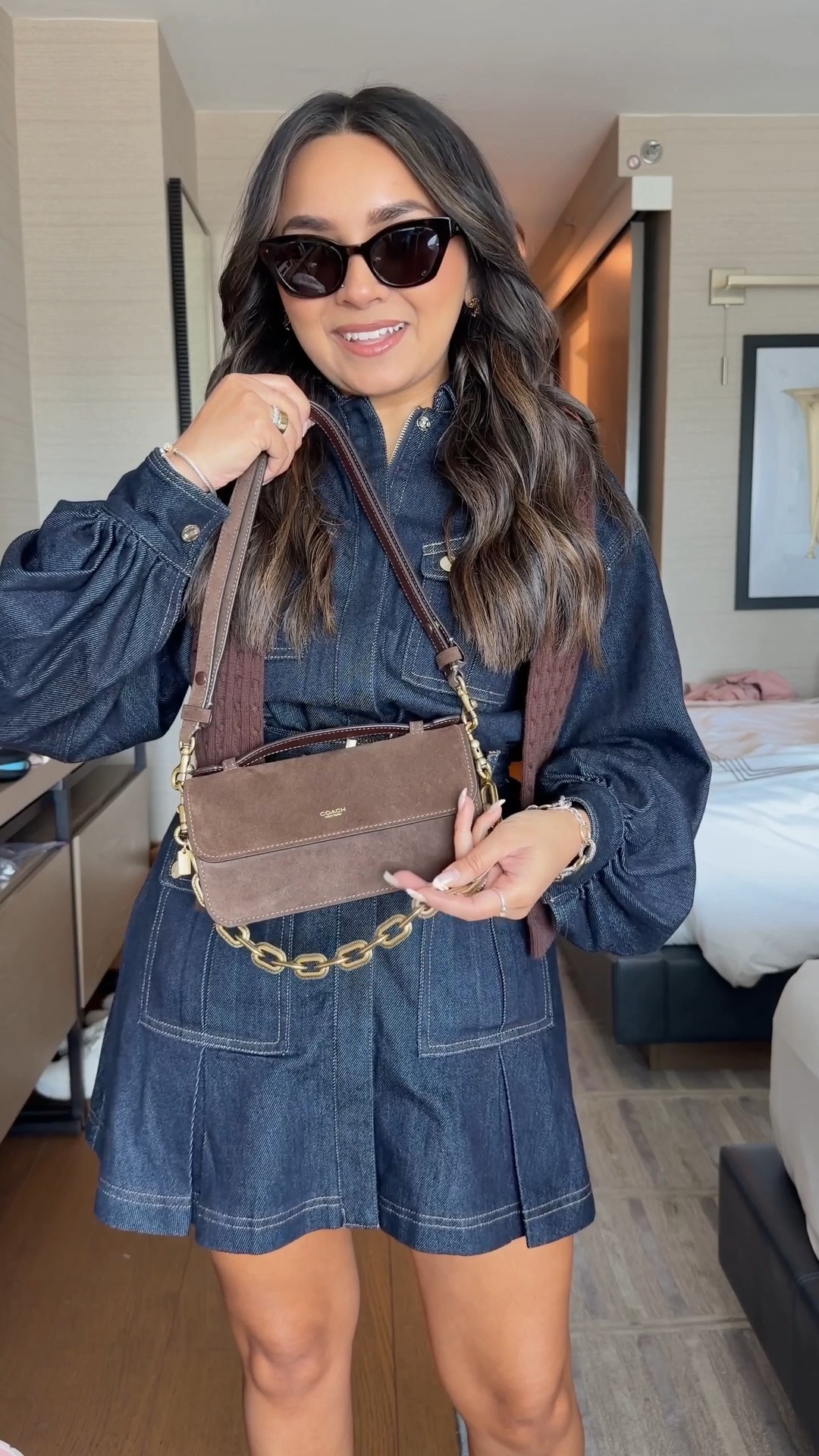New York City Fall Outfit!
Denim dress size 2 TTS
Flats size 5.5 TTS 
Brown cardigan size xxs TTS

@coach @macys @Target

#LTKNYFW #LTKgrwm #LTKPetite