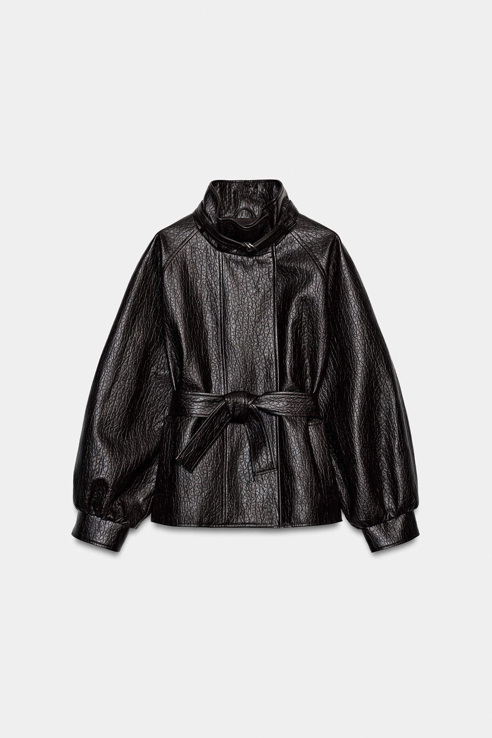 Zara - Belted Faux Leather Jacket - Brown - Xl - Woman | Zara Canada