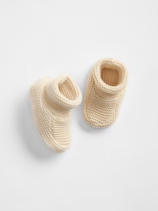 Gap Women Baby Girls Baby Boys Knit Booties French Vanilla Size 0-3 M | Gap US