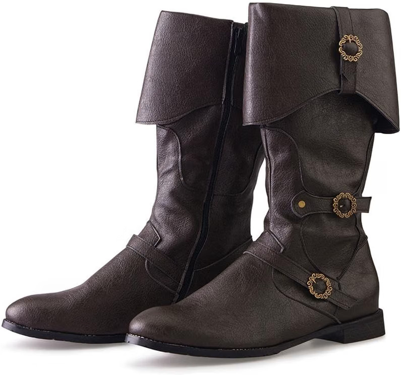 DUNHAO COS Men's Faux Leather Medieval Boots Viking Pirate Costume Boots Renaissance Faire Cospla... | Amazon (US)