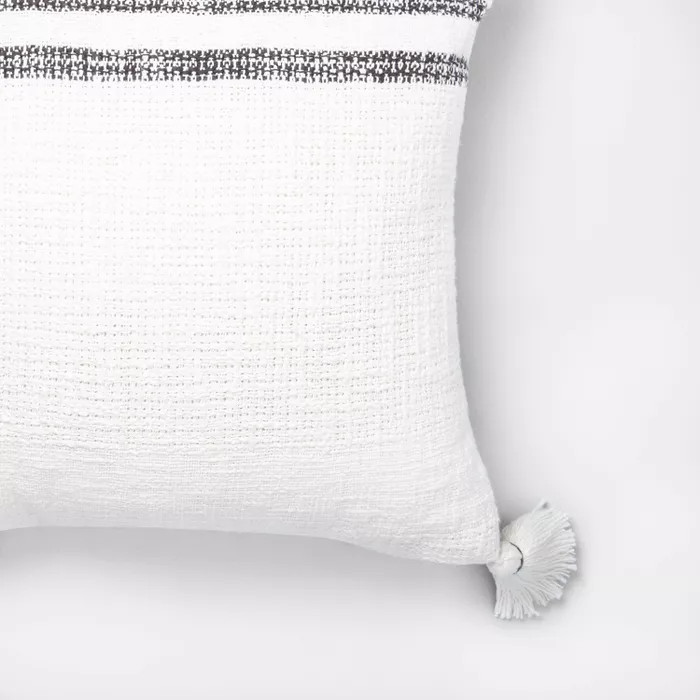 18" x 18" Stripe Throw Pillow Railroad Gray / Sour Cream - Hearth & Hand™ with Magnolia | Target