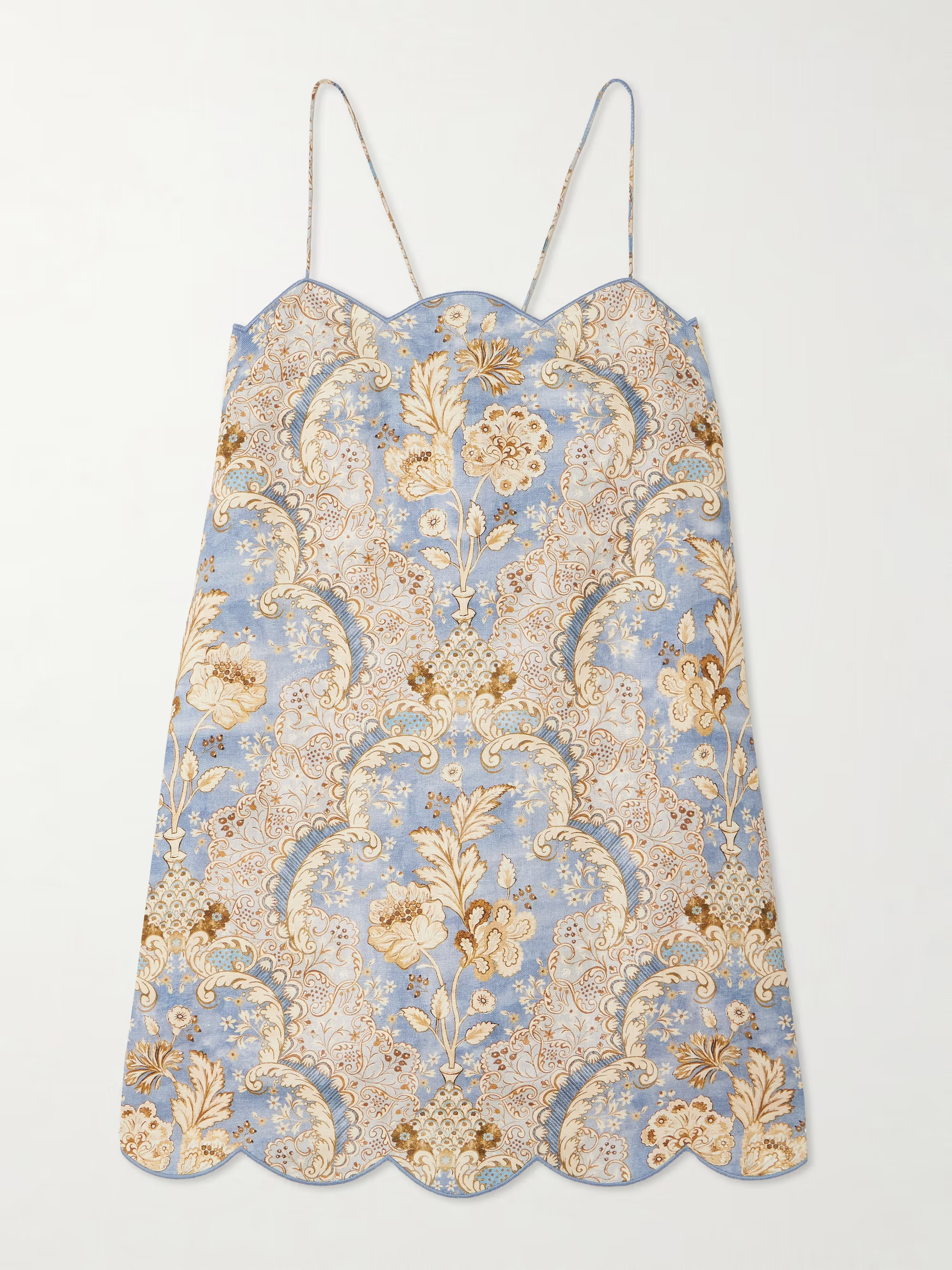 Daylight scalloped printed linen mini dress | NET-A-PORTER (US)