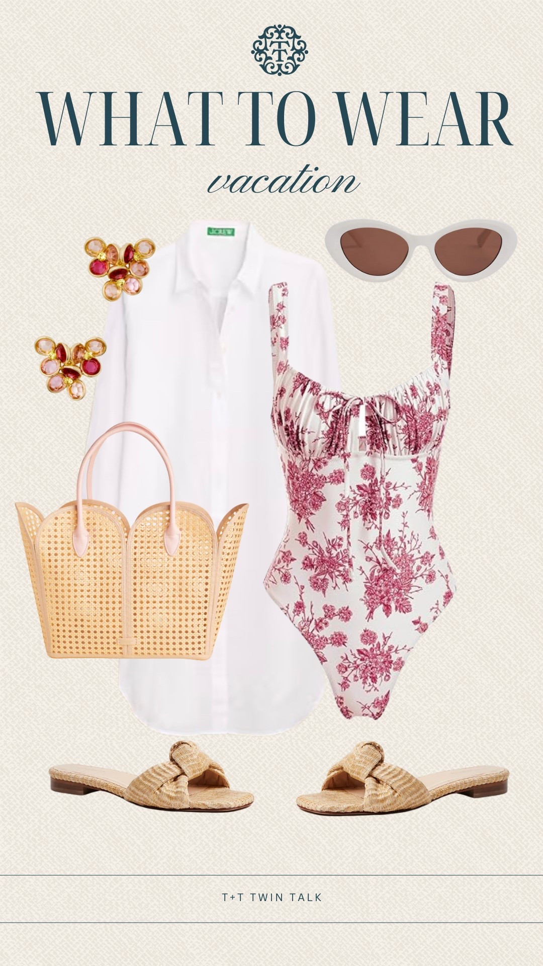 What to wear on vacation! A pink and white floral swimsuit with a J.Crew white button down as a cover up! 

#LTKOver40 #LTKStyleTip #LTKMidsize