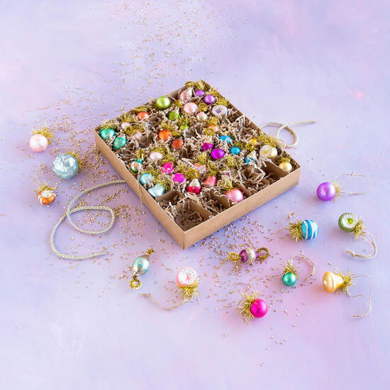 Box of 48 Rainbow Glass Ornaments | Pink Antlers