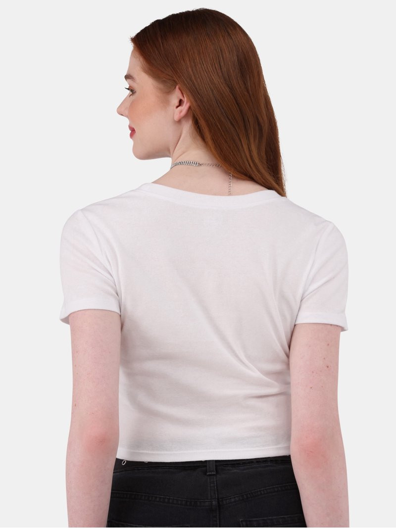 No Boundaries Crop Crew Tee, Women's | Walmart (US)
