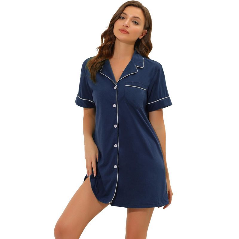 Allegra K Women's Nightgowns Sleepwear Soft  Loungewear Button Down Shirt Pajama Dress | Target