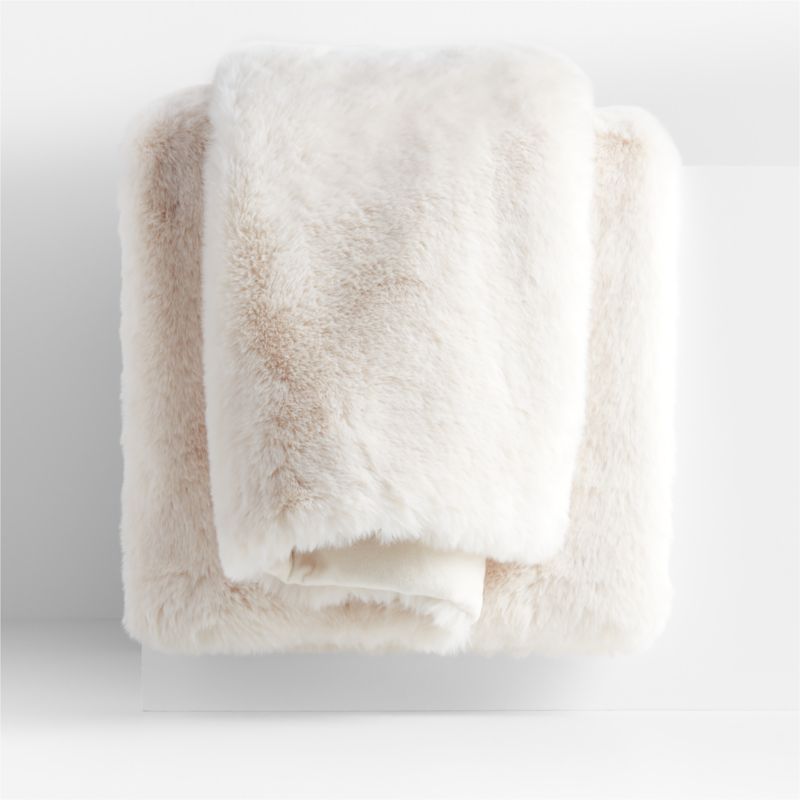Ivory Faux Fur Holiday Throw Blanket 70"x55" + Reviews | Crate & Barrel | Crate & Barrel