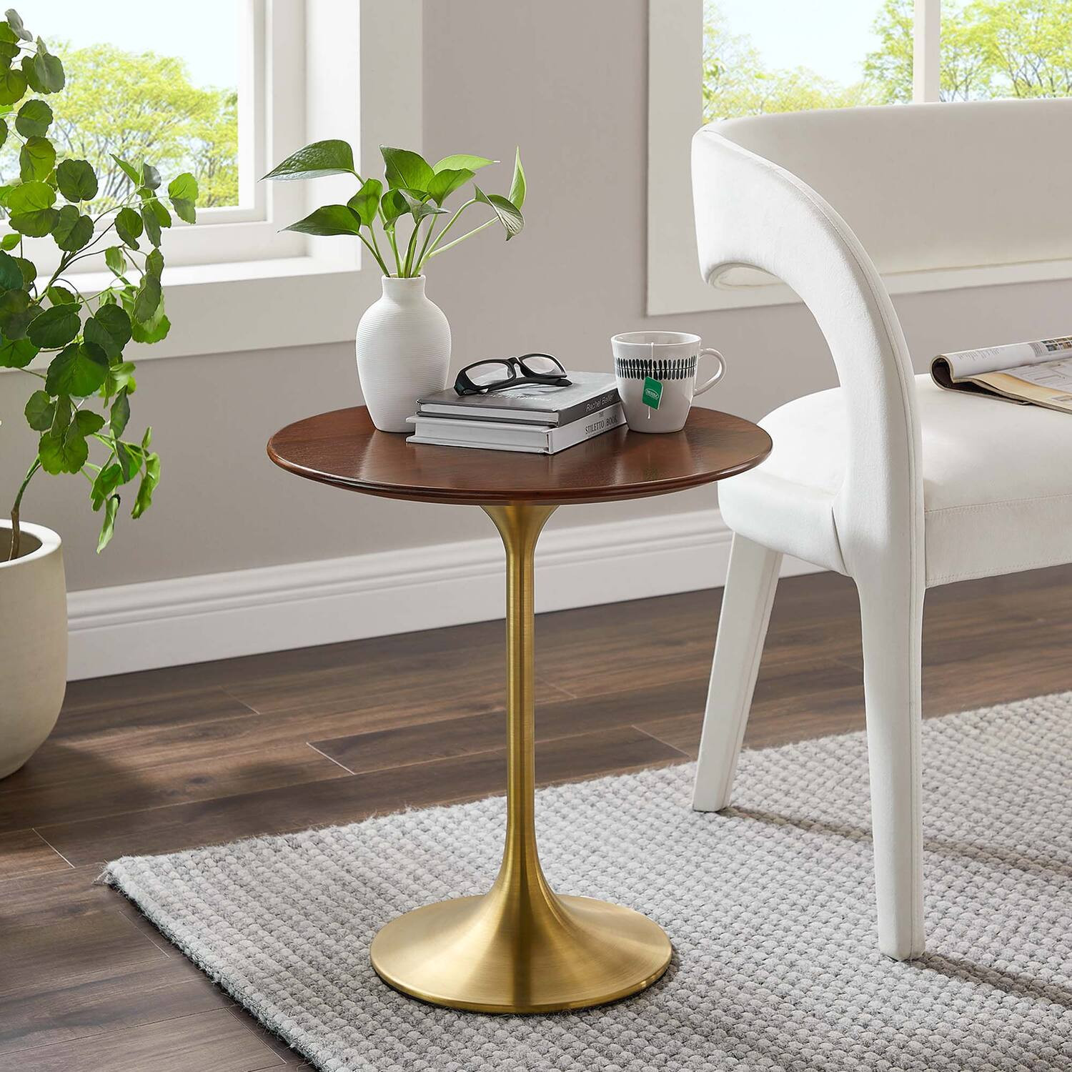 Modway - Lippa Round Wood Side Table - Gold Walnut | Best Buy U.S.