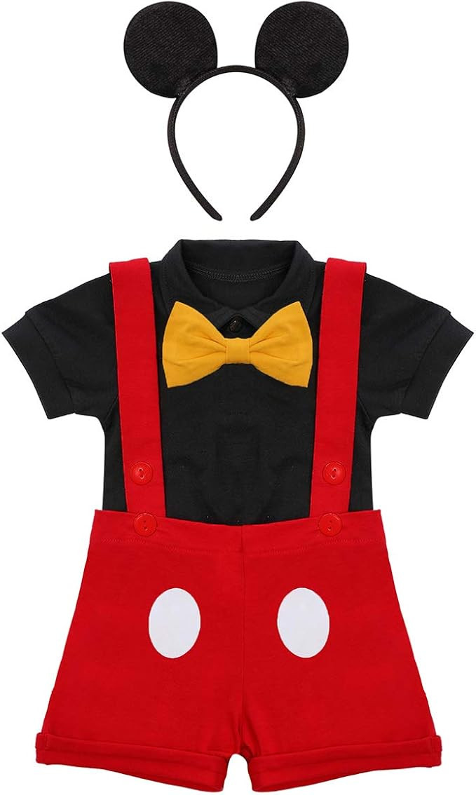 Gentleman First Birthday Cake Smash Outfits for Baby Boys Formal Suit Bowtie Bib Pants Mouse Ears... | Amazon (US)