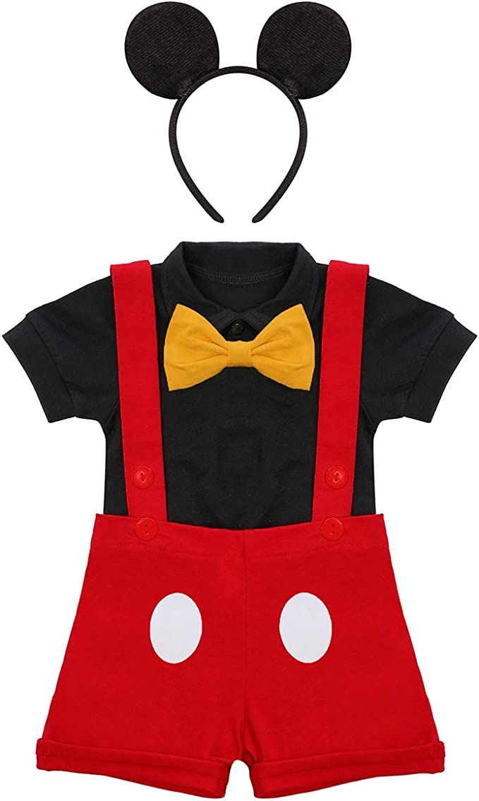 Gentleman First Birthday Cake Smash Outfits for Baby Boys Formal Suit Bowtie Bib Pants Mouse Ears... | Amazon (US)