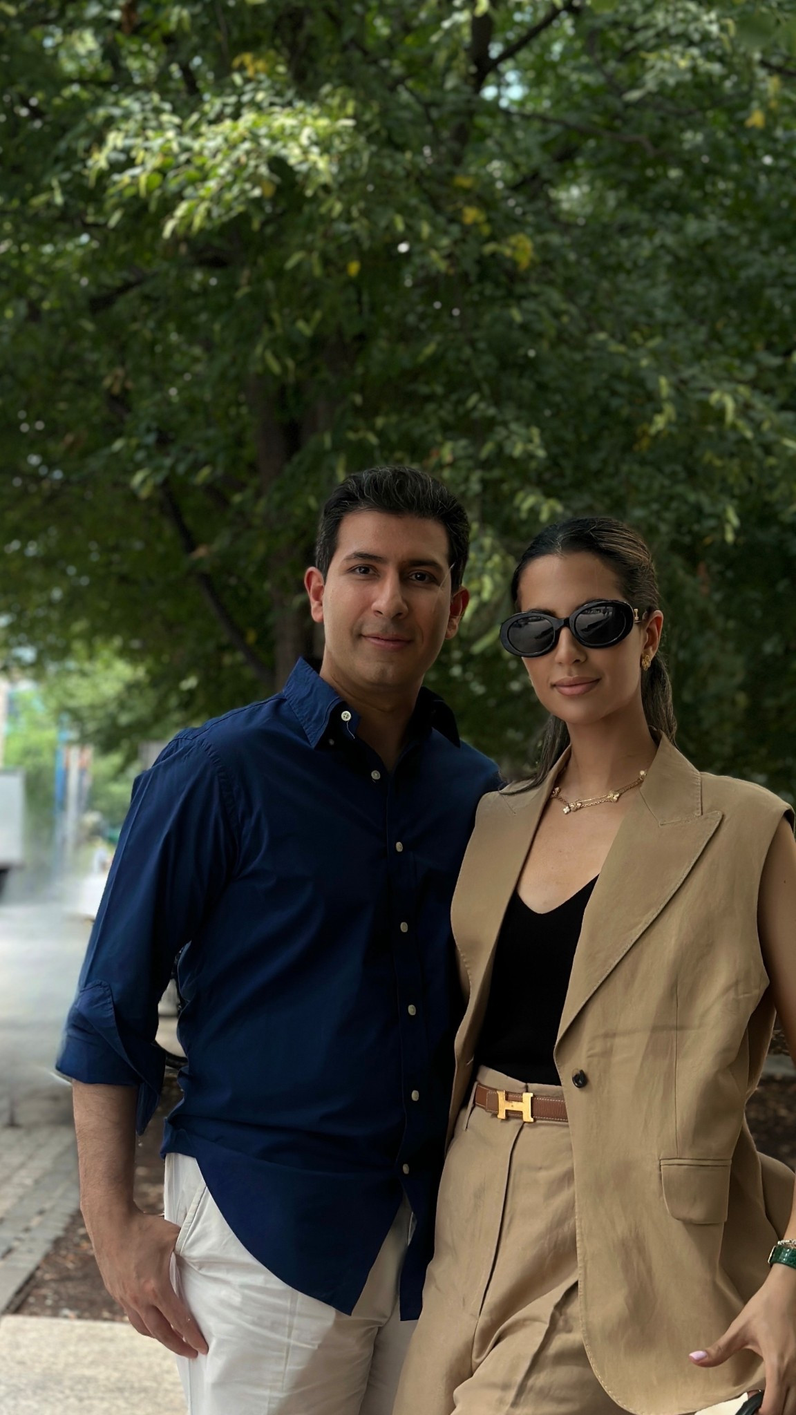 Vest - linked size can
Bermuda shorts - linked size 0 
Top - linked size xs
Belt - Hermes 
Sunglasses - linked 
Handbag - linked 
Sandals (both) - Hermes 
Men’s shirt - linked size s 
Men’s pants - linked size 48 


#LTKSeasonal #LTKWorkwear #LTKPetite