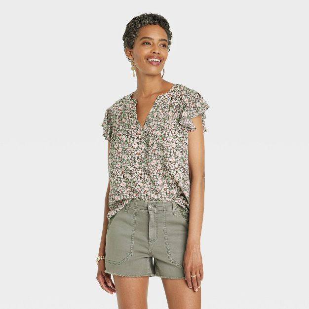 Women's Ruffle Short Sleeve Button-Front Top - Knox Rose™ | Target