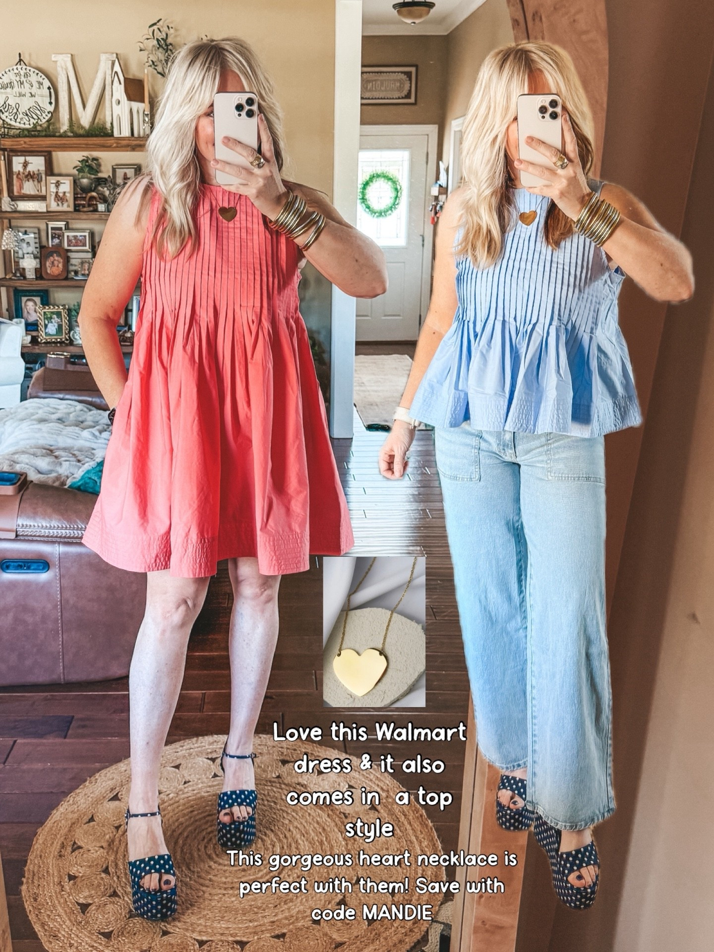 These are both the cutest and WALMART! I’m wearing a medium in both. The polka dot shoes are a splurge but I’m obsessed! 

💛Save with code MANDIE @kcchicdesigns 

#easterdress #springoutfit #walmart

#LTKOver40 #LTKootd