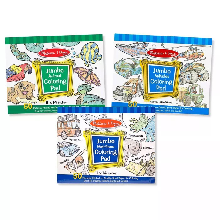 Melissa & Doug Jumbo 50-Page Kids' Coloring Pads Set - Animals, Vehicles, and More | Target