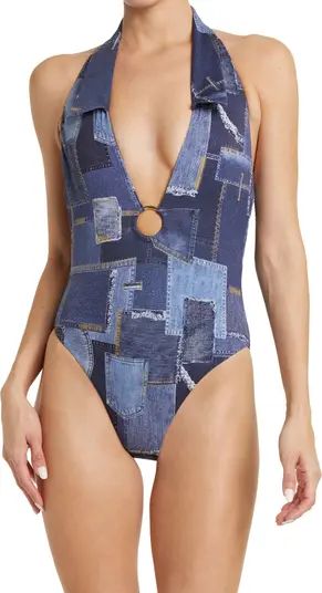 We Wore What WEWOREWHAT Collar Racerback One-Piece Swimsuit | Nordstromrack | Nordstrom Rack