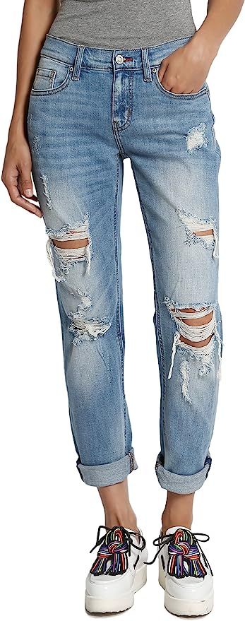 TheMogan Washed Denim Boyfriend Girlfriend Dad Mom Relaxed Fit Jeans | Amazon (US)