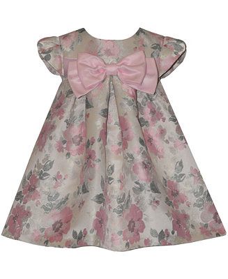 Girls' 2T-6X Short-Sleeve Floral Jacquard Round Neck Party Dress | Macy's