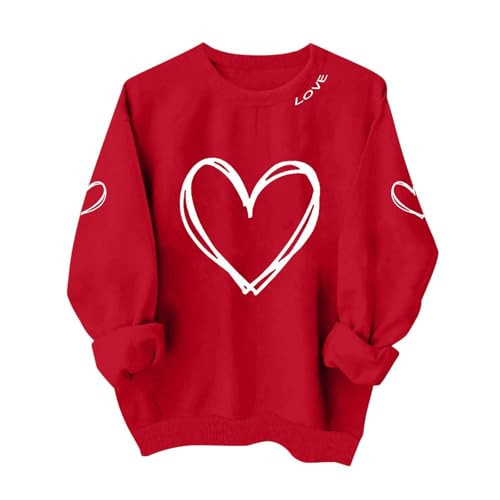 nhApmj Heart Sweatshirt Valentines Shirts for Women Oversized Casual Heart Graphic Sweatshirts Plus Size Long Sleeve Crewneck Pullover Tops | Amazon (US)