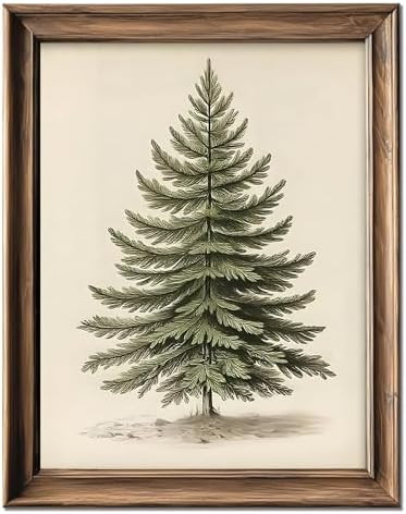 YHCTHT Vintage Christmas Tree Picture Wall Decor, Rustic Pine Tree Vintage Print, Winter Holiday ... | Amazon (US)