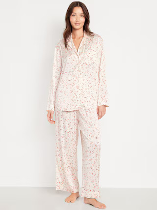 Printed Satin Pajama Pant Set for Women | Old Navy (US)