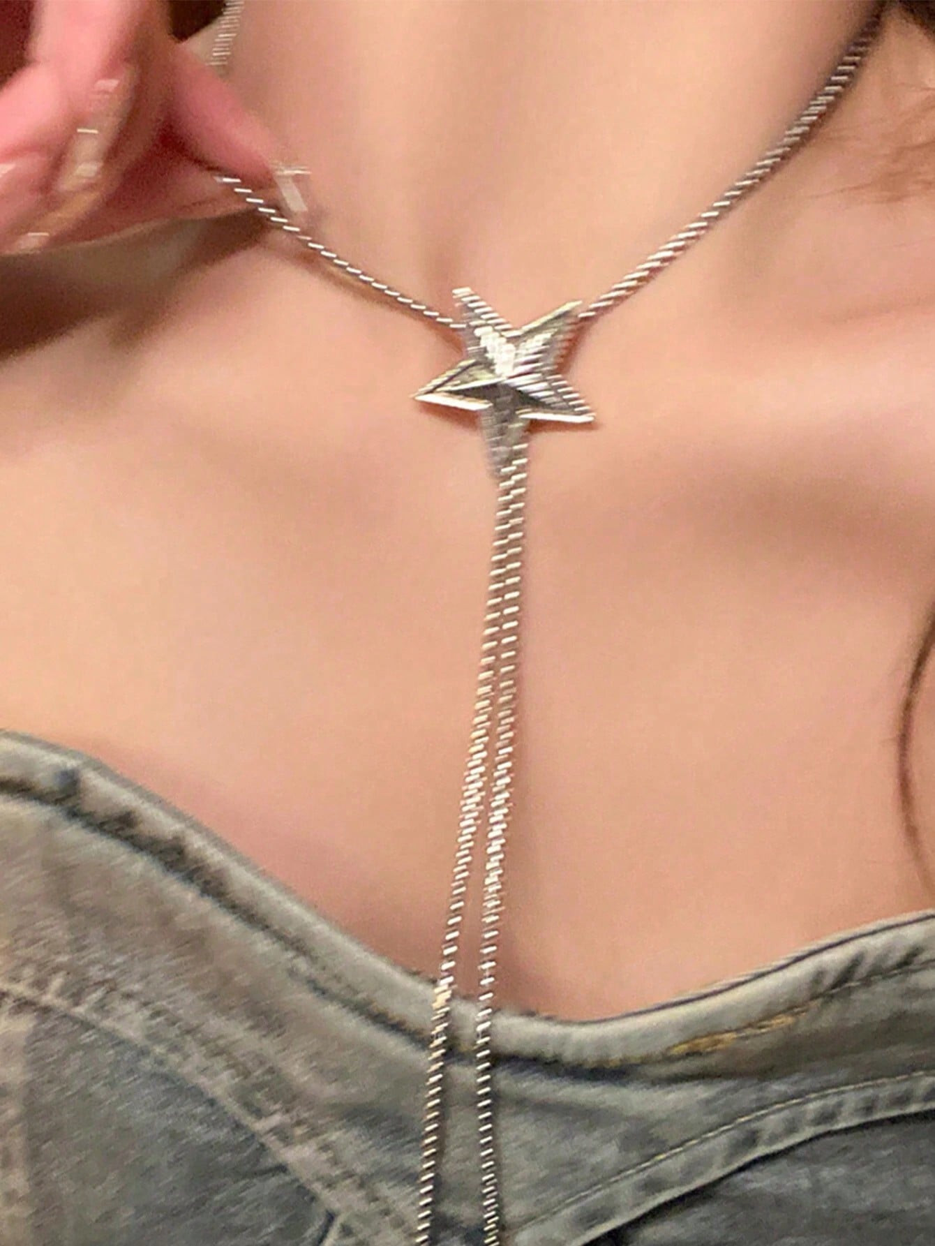 1pc Vintage Elegant Five-Pointed Star Pendant Long Pull Chain Necklace For Women's Evening Party ... | SHEIN