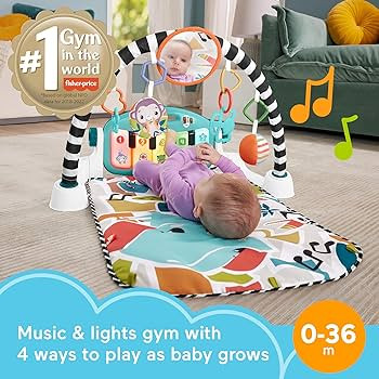 Fisher-Price Baby Playmat Glow and Grow Kick & Play Piano Gym, Blue Musical Learning Toy with Dev... | Amazon (CA)