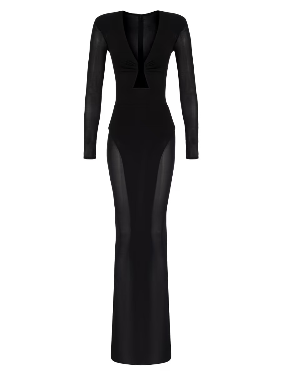 Europa Mesh-Trim Body-Con Maxi Dress | Saks Fifth Avenue