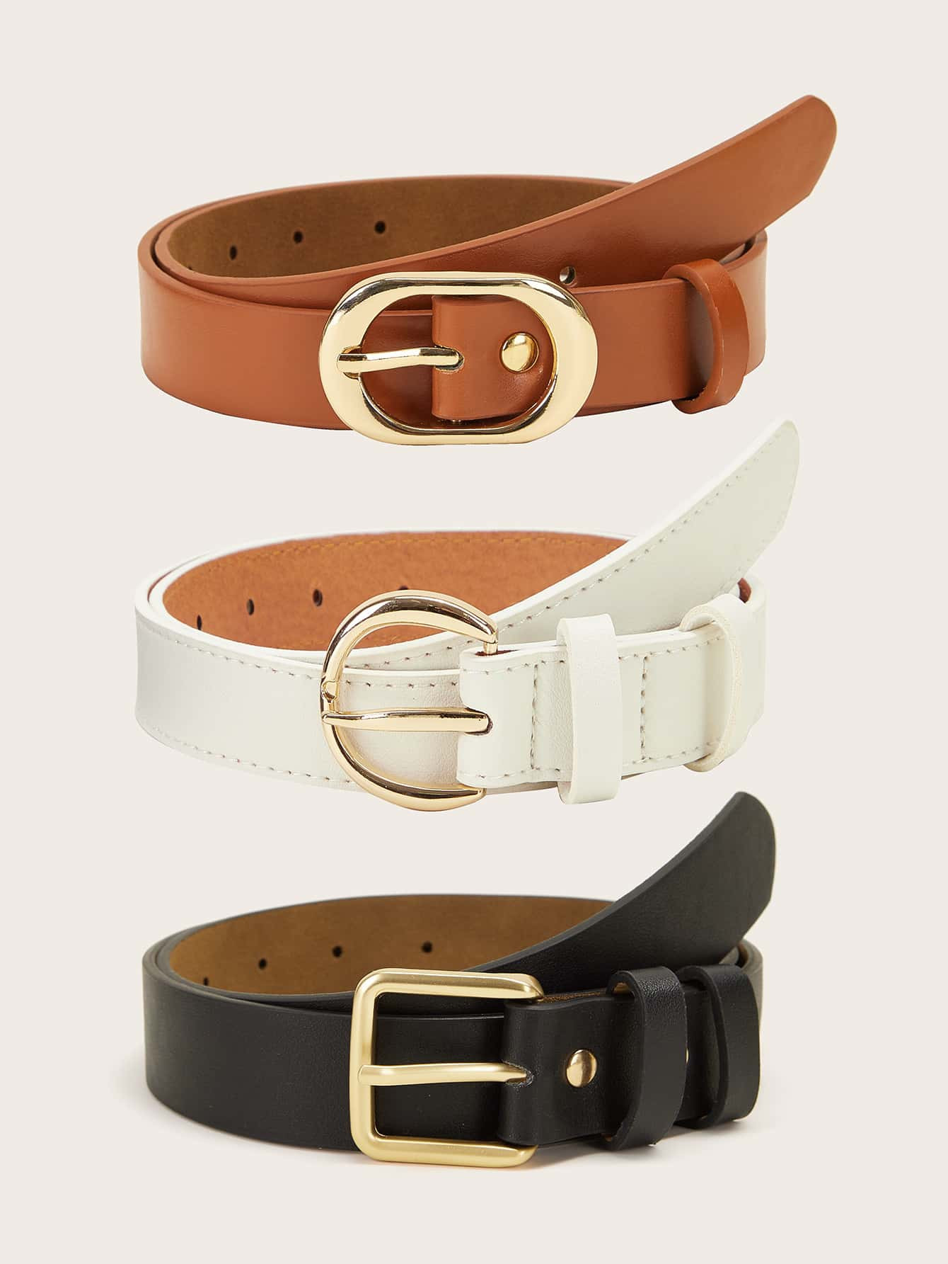 3pcs Metal Buckle Belt Set | SHEIN