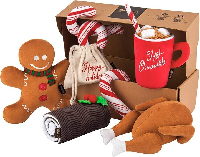 P.L.A.Y. Cute Plush Dog Toys - Holiday Classic Christmas Themed Durable Squeaker Chew Toy, Great ... | Amazon (US)