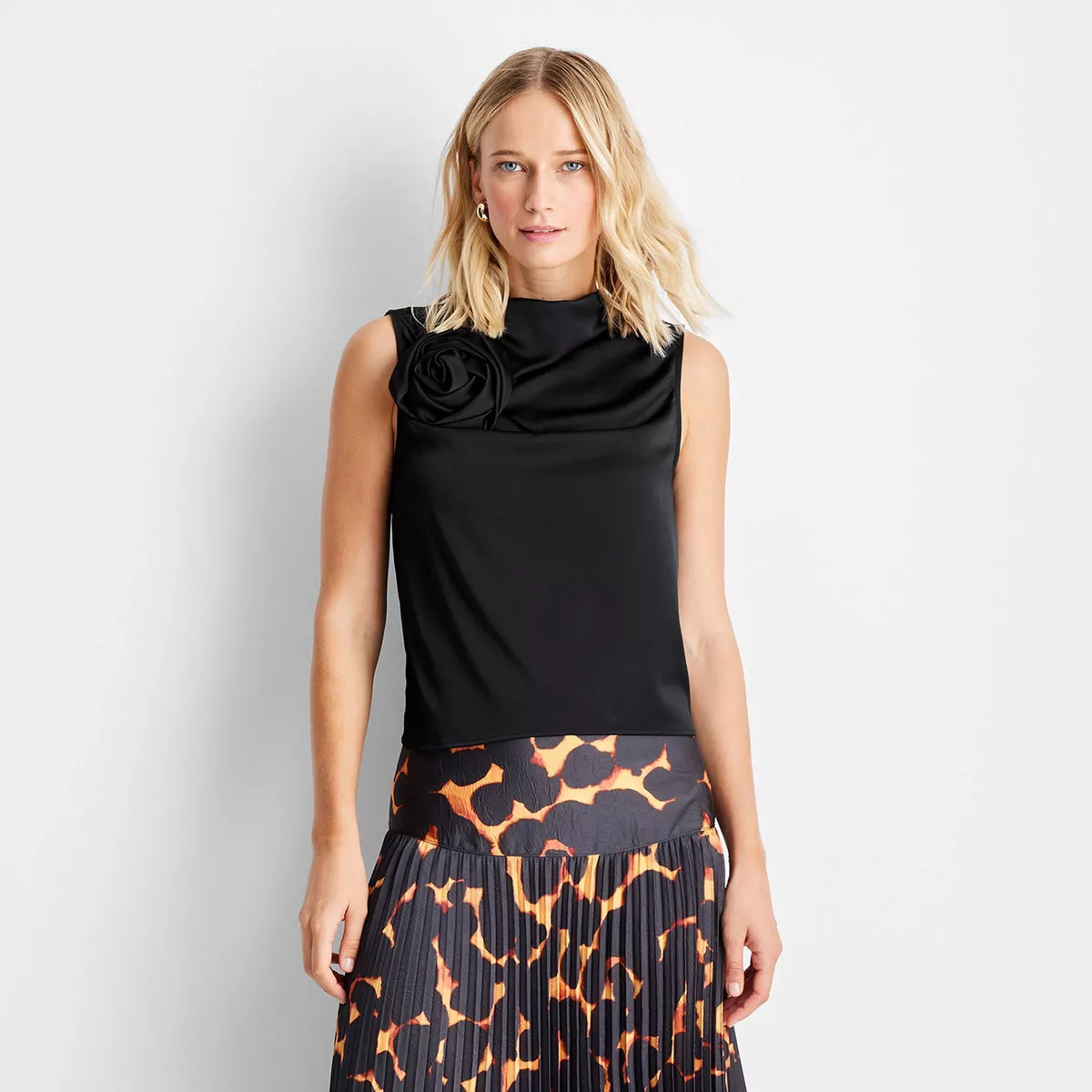 Women's Sleeveless Draped Rosette Top - Future Collective | Target