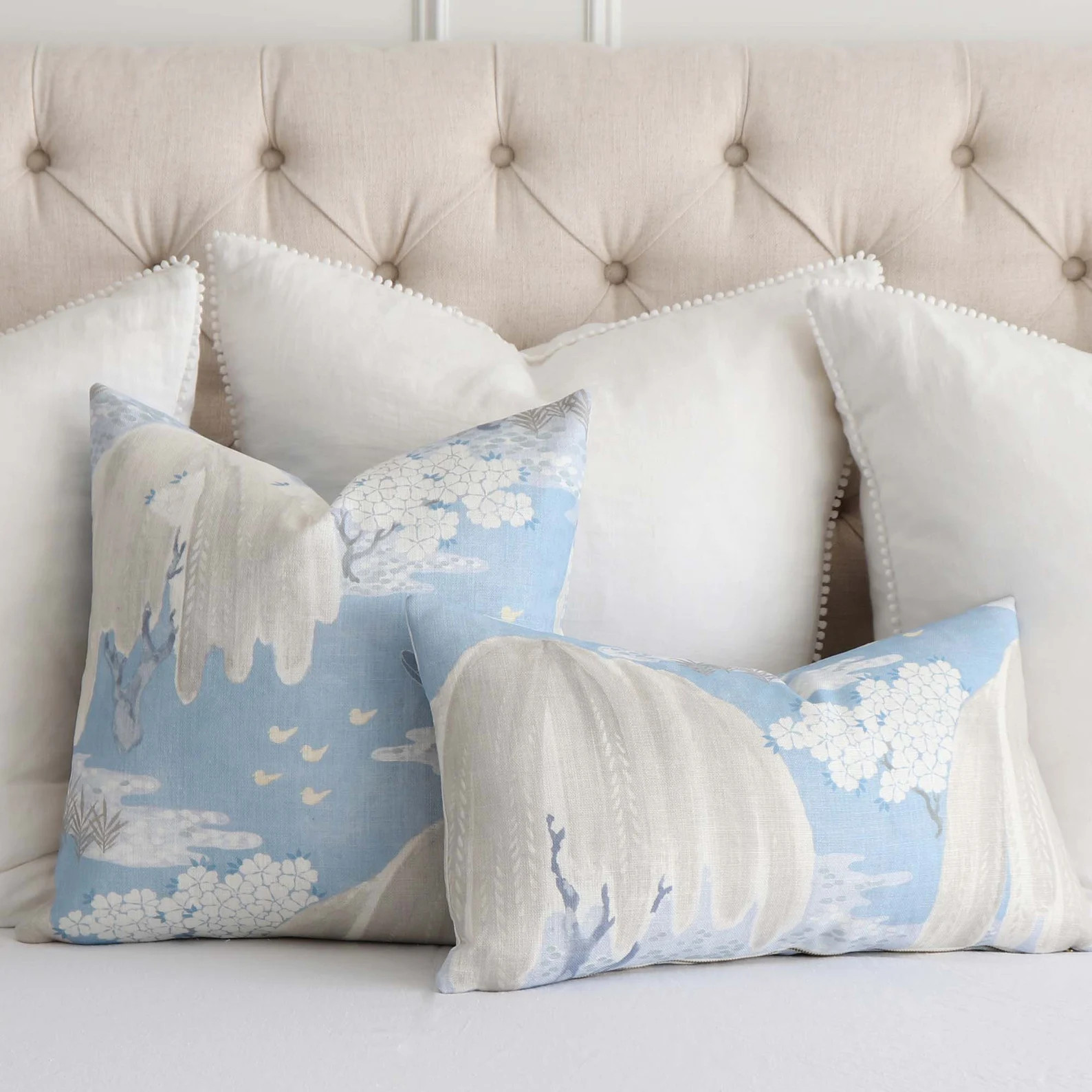 SAMPLE SALE Thibaut Willow Tree Soft Blue Decorative Throw Pillow Cover, Chinoiserie Cherry Bloss... | Etsy (Global)