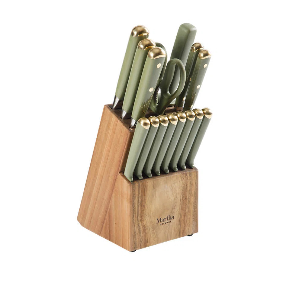 Martha Stewart 16 Piece Lockton High Carbob Stainless Steel Cutlery Kitchen Knife Block Set W/ AB... | Wayfair North America