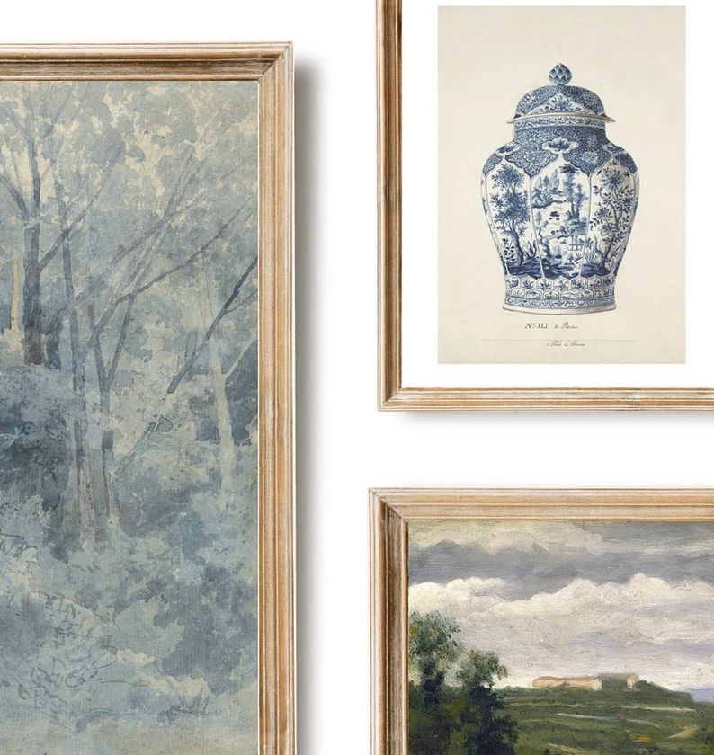 Blue Gallery Wall Art Set 1 PRINTABLE DIGITAL DOWNLOAD French Country Cottage, Vintage Landscape ... | Etsy (US)