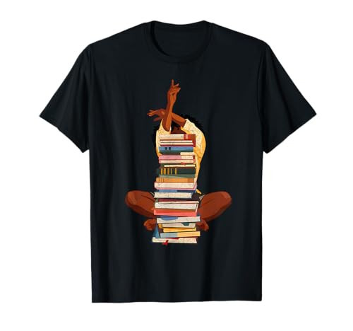 Black Woman and Books Stack Afro Girl Book Lover T-Shirt | Amazon (US)