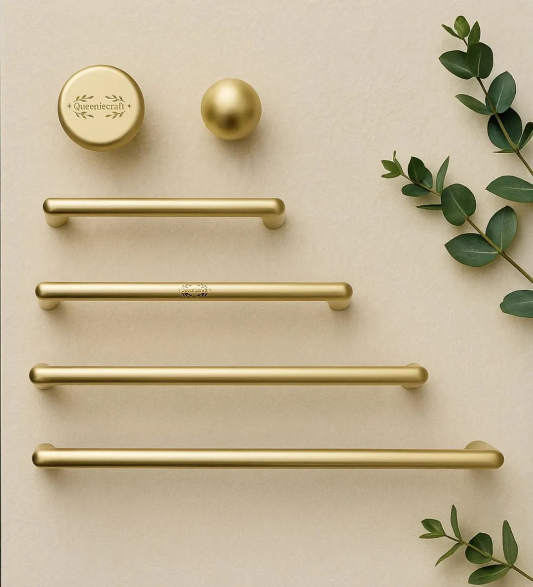 Slender Metallic Gold handle pull knobs for Cabinet Round knob Custom Engraved Modern Drawer Knob... | Etsy (US)