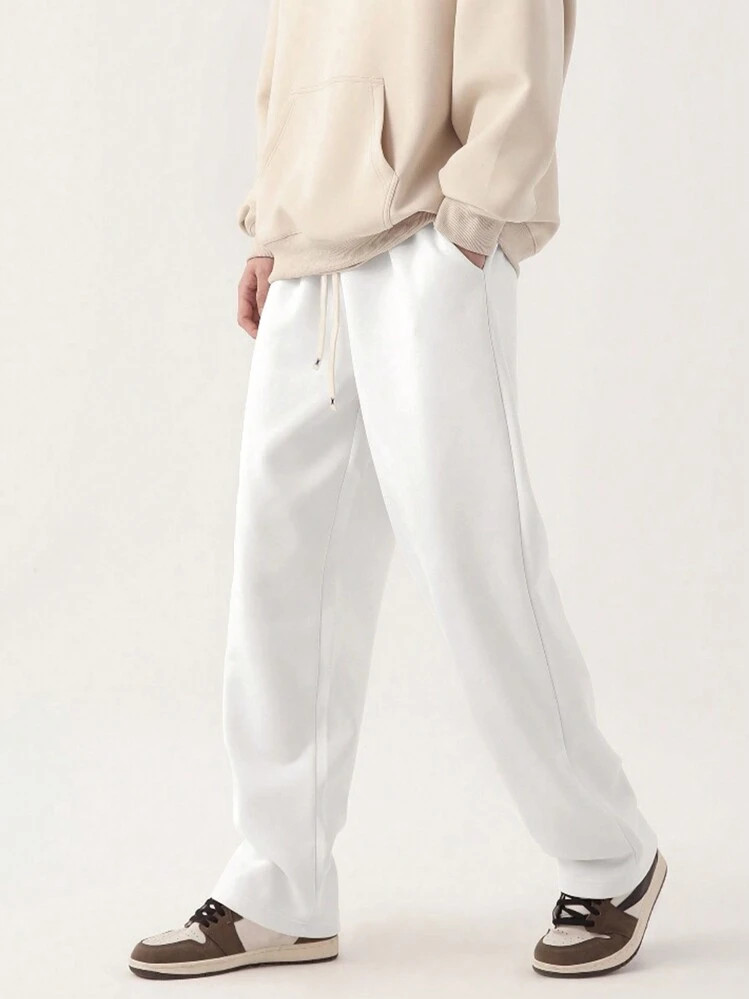 Mens Knotted Straight-fit Sports Pants For Spring And Autumn | SHEIN